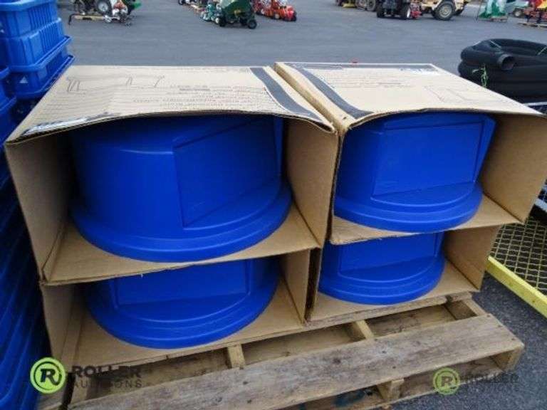 (4) Rubbermaid 264788 Dome Top Trash Can Lids Roller Auctions