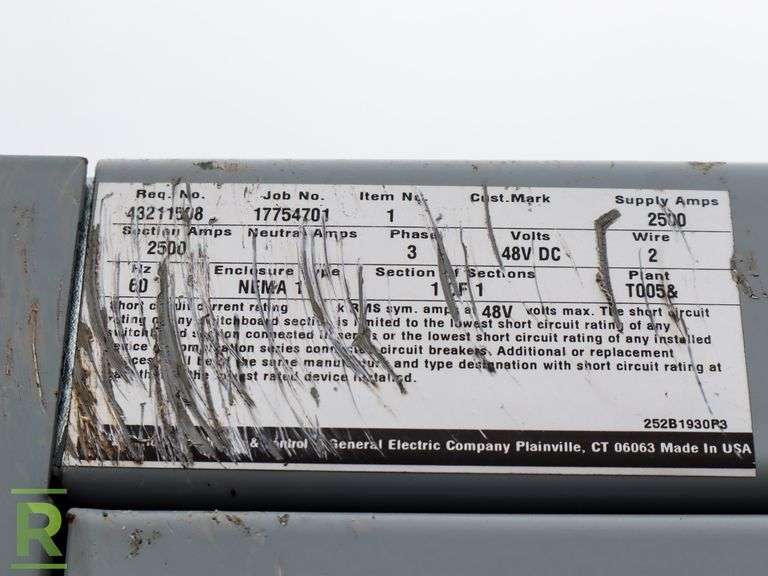 GE Electrical Switchboard, 78"H x 40"W x 20"D - Roller Auctions