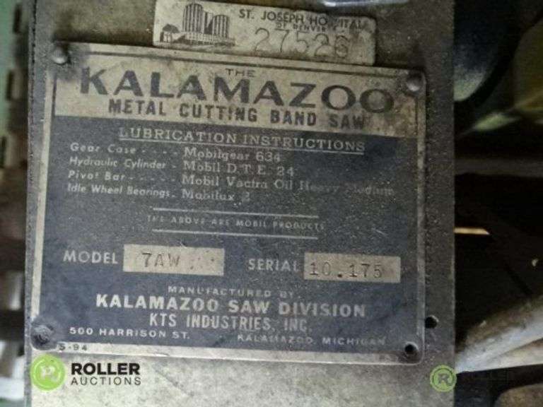 Kalamazoo 7AW 20 x 7 Horizontal Metal Band Saw Roller Auctions