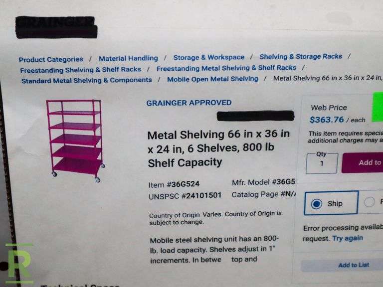 6-Tier Metal Shelving On Casters - Roller Auctions