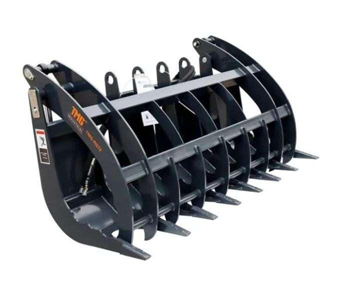 New TMG Industrial TMG-RG72 72" Root Rake Grapple Attachment to Fit Skid Steer (Please Check All Fluids, Fittings, Hardware and Connections Prior To Use) - Roller Auctions