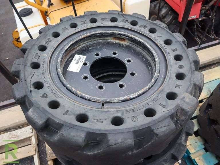 (4) Tranter 30x10-16 Solid Equipment Tires With Wheels - Roller Auctions