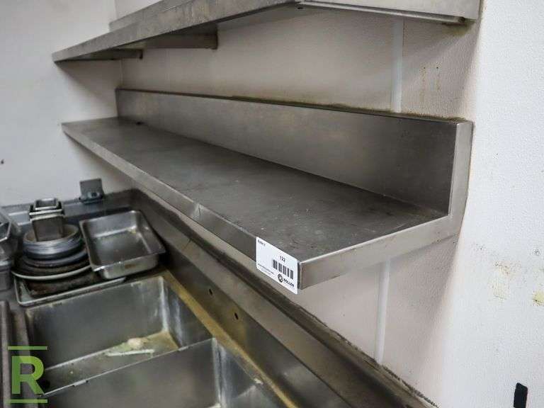 (2) Stainless Steel Wall Mount Shelves, 84 x 12 - Roller Auctions