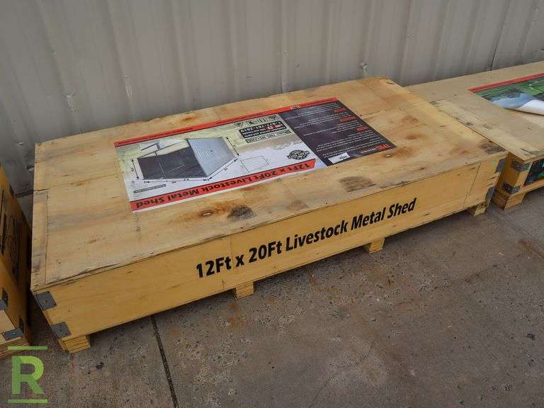 New TMG Industrial TMG-MS1220L Galvanized Metal Livestock Shed, 12' x 20' - Roller Auctions