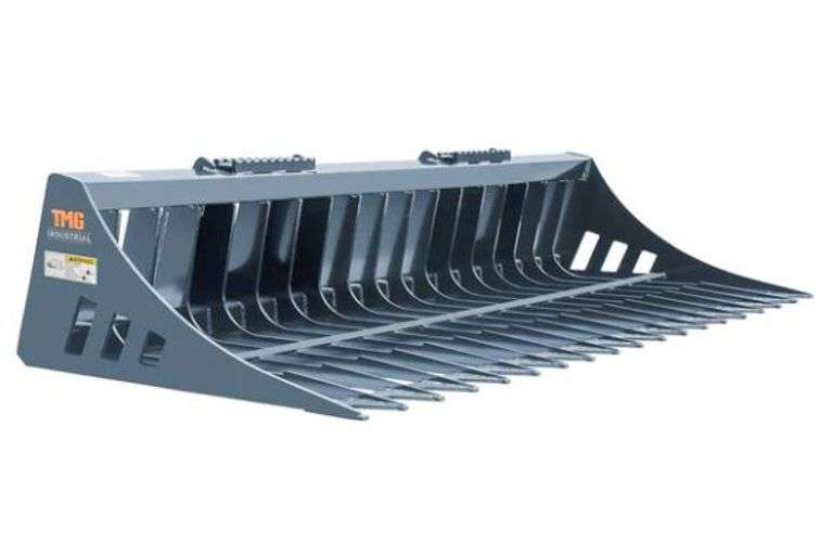New TMG Industrial TMG-SB72 72" Rock Skeleton Bucket Attachment to Fit Skid Steer (Please Check All Fluids, Fittings, Hardware and Connections Prior To Use) - Roller Auctions