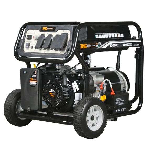 New TMG Industrial TMG-12000 GE Portable Gas Generator, 12000 Watt (Please Check All Fluids, Fittings, Hardware and Connections Prior To Use) - Roller Auctions