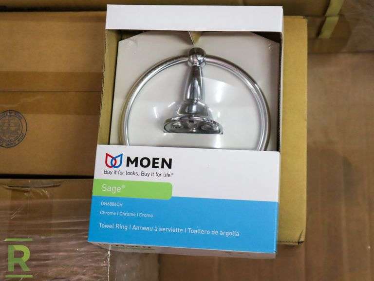 Pallet of Ne Sage Chrome Towel Rings and Better Home Products Crescent Shower Rods - Roller Auctions