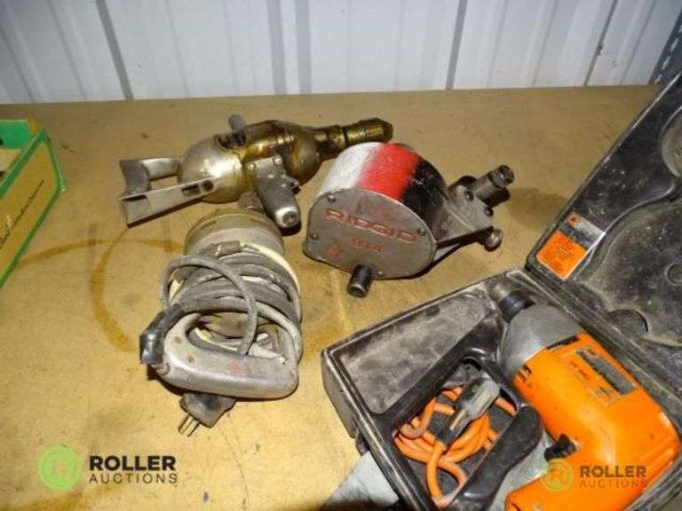 Ridgid 914 Pipe Coping Tool and (3) Drills Roller Auctions