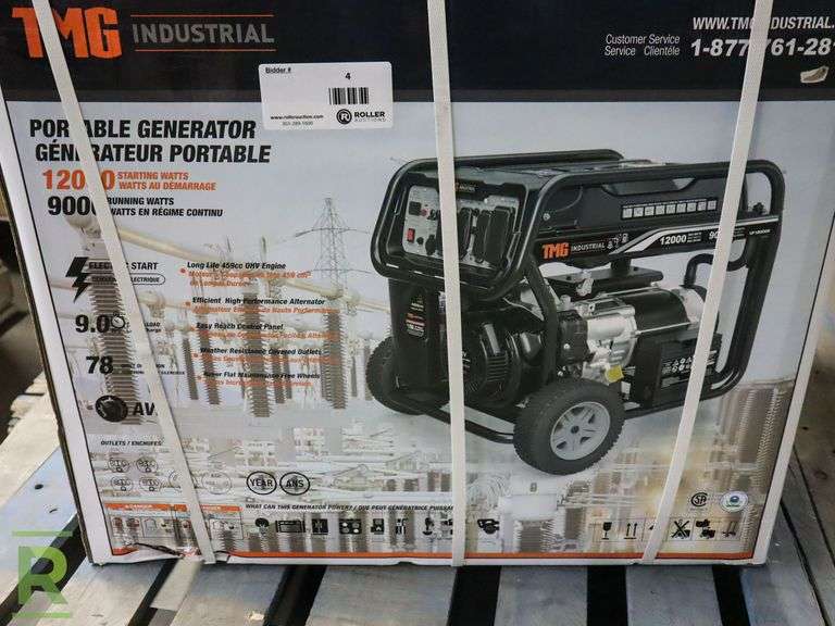 New TMG Industrial TMG-12000 GE Portable Gas Generator, 12000 Watt (Please Check All Fluids, Fittings, Hardware and Connections Prior To Use) - Roller Auctions