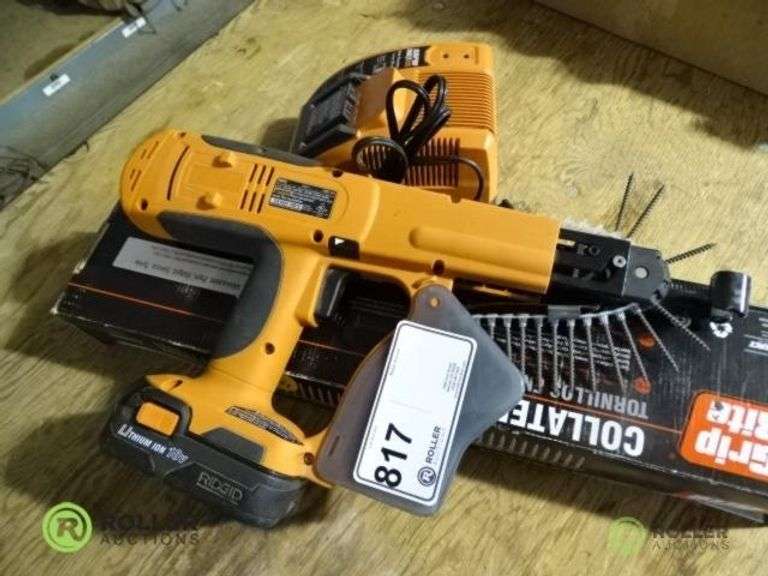 Ridgid 18V Cordless Screw Gun With Charger Roller Auctions