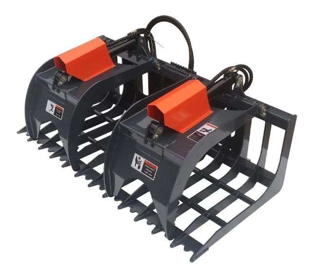 New TMG Industrial TMG-SG72 72" Skeleton Grapple Attachment to Fit Skid Steer (Please Check All Fluids, Fittings, Hardware and Connections Prior To Use) - Roller Auctions