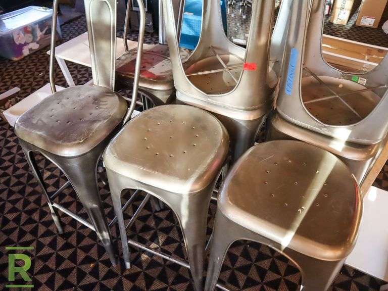 (8) Metal Bar Stools And Chairs - Roller Auctions
