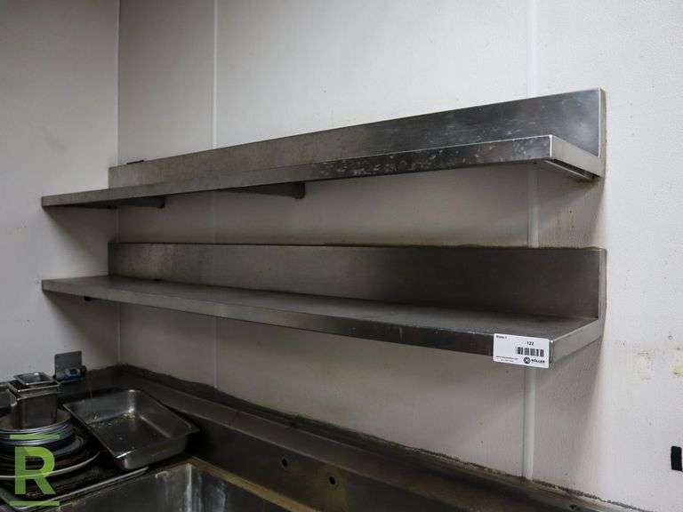 (2) Stainless Steel Wall Mount Shelves, 84 x 12 - Roller Auctions