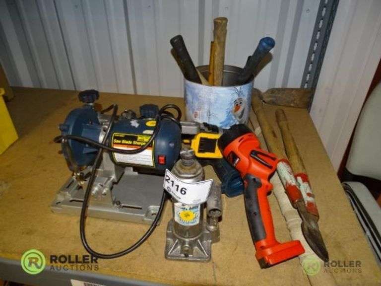 Group of Hand Tools, Chicago Saw Blade Sharpener, etc Roller Auctions