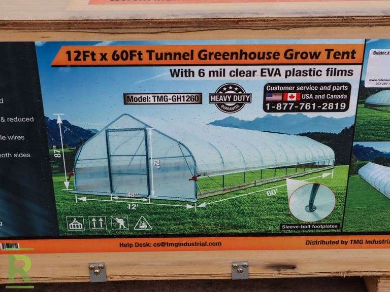 New TMG Industrial TMG-GH1260 Tunnel Greenhouse Grow Tent, 12' x 60' - Roller Auctions