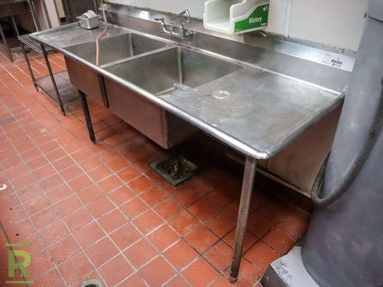 2-Compartment Stainless Steel Sink, 96" - Roller Auctions