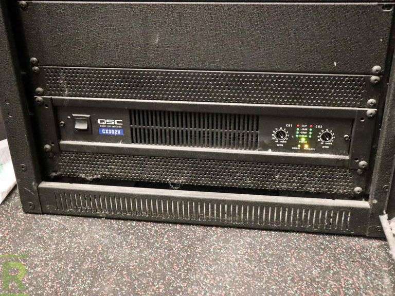 (2) Server Racks With QSC CX302V Amplifier, TOA M-900MK2 Amplifier - Roller Auctions