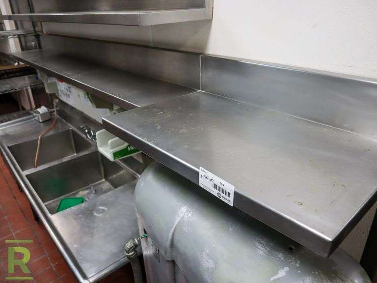 (3) Stainless Steel Wall Mount Shelves, 96" - Roller Auctions