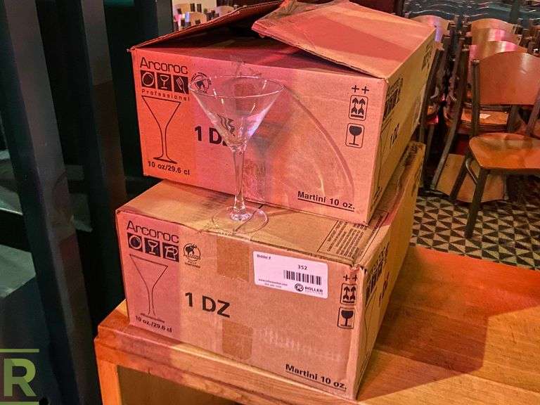 (2) Boxes of Arcoroc Martini Glasses - Roller Auctions