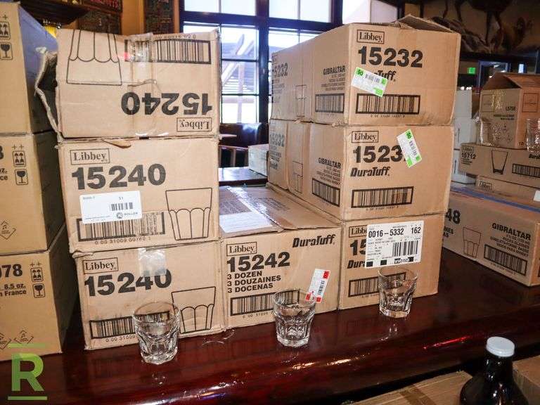 (5) Boxes Of Libbey Rocks Glasses - Roller Auctions