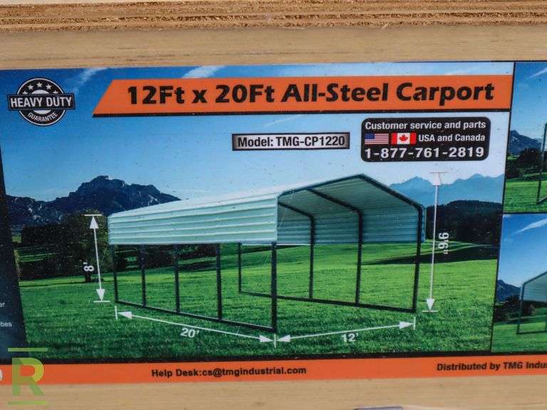 New TMG Industrial TMG-CP1220 All Steel Carport With Galvanized Roof - Roller Auctions