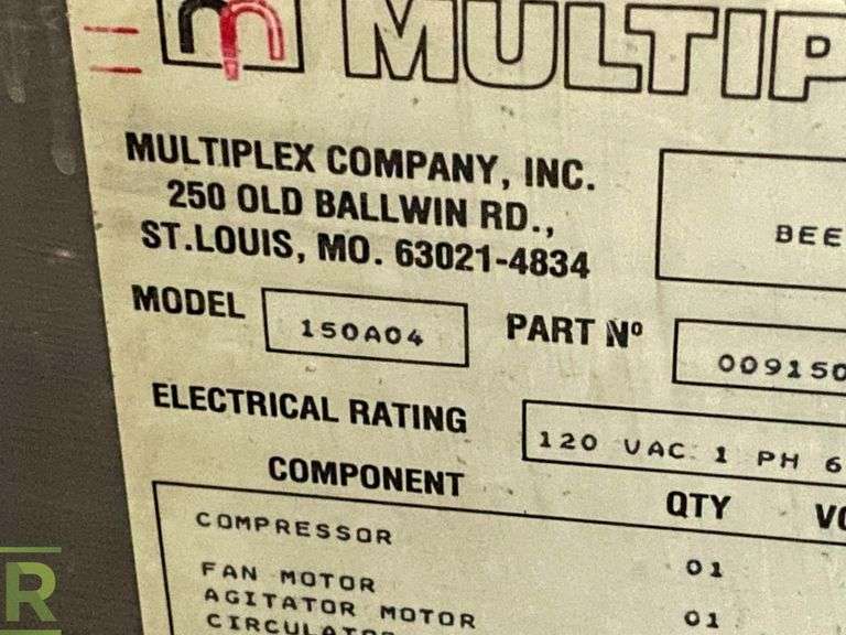 Multiplex 150A04 Beer Master Glycol Beer Chiller Unit - Roller Auctions