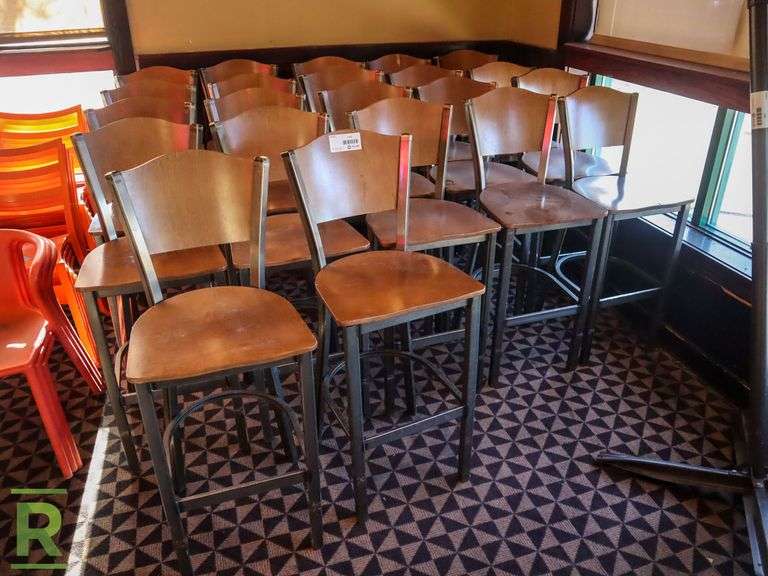 (22) Wood And Metal Bar Chairs - Roller Auctions