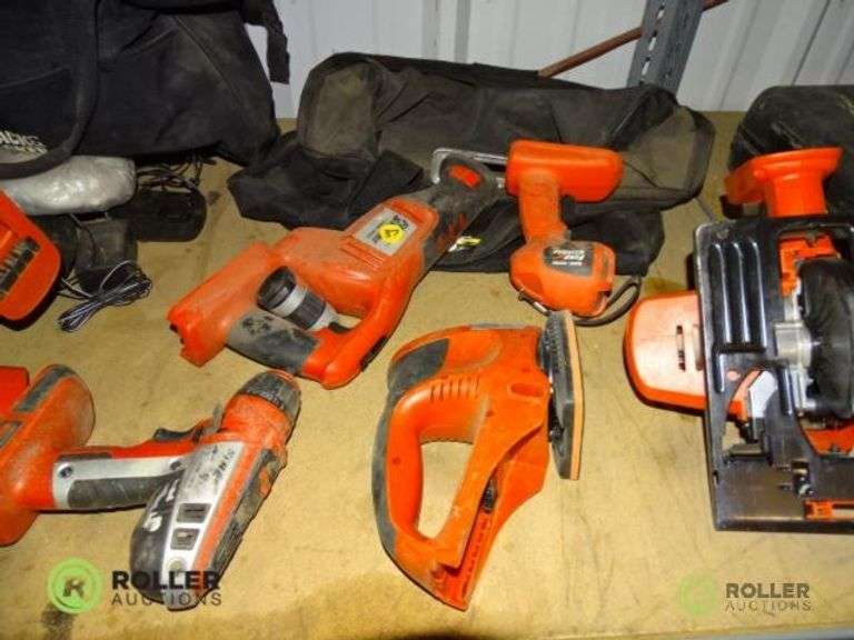 Black & Decker 18V Cordless, (3) Circular Saws, Reciprocating Saw, Drill, (2) Vacs and Sander