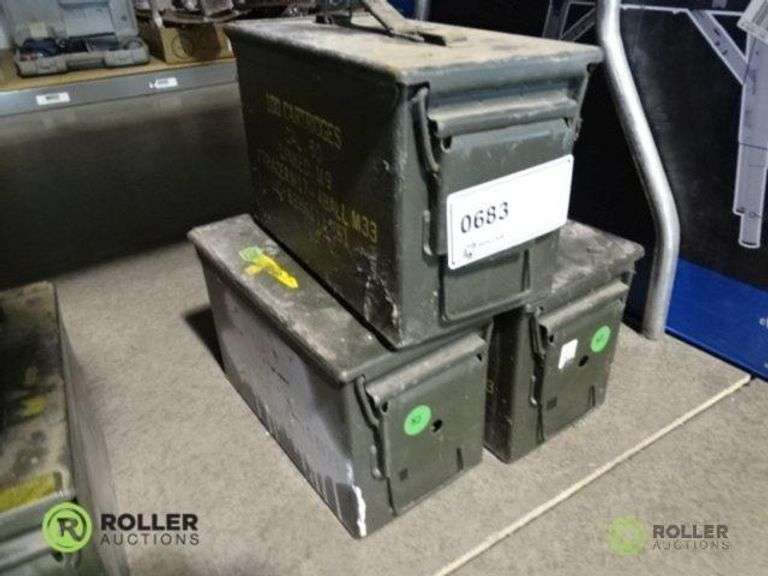 (3) Metal Cartridge Boxes Roller Auctions