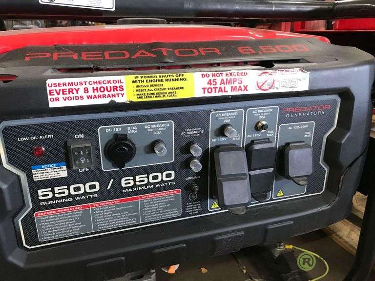 Predator 6500 Generator, Gas (Inoperable) Roller Auctions