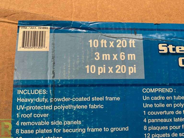 Steel Frame Canopy 10ft X 20ft New Roller Auctions