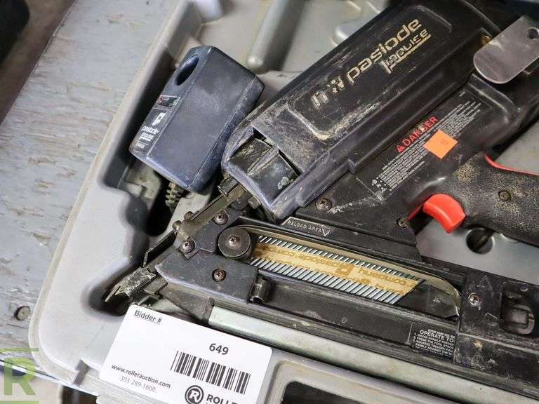 ITW Paslode Impulse Cordless Nail Gun and Hitachi N3804AB3 Pneumatic Stapler Roller Auctions