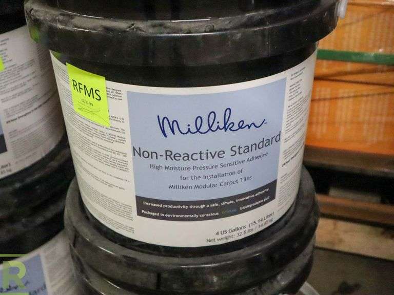 (4) Milliken NonReactive Standard Adhesive, 4Gallon Buckets Roller Auctions