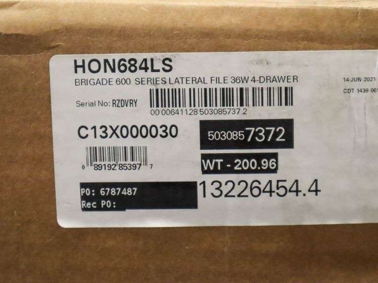 HON 684LS 4-Drawer Lateral File Cabinet - Roller Auctions