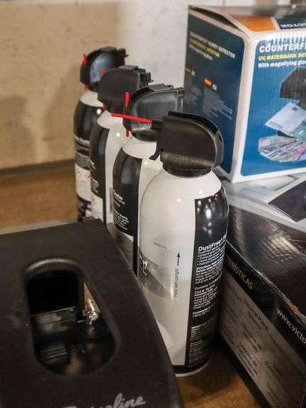Victor Printing Calculator, Counterfeit Money Detector, 2-Hole Punch And (4) Cans Of Duster - Roller Auctions