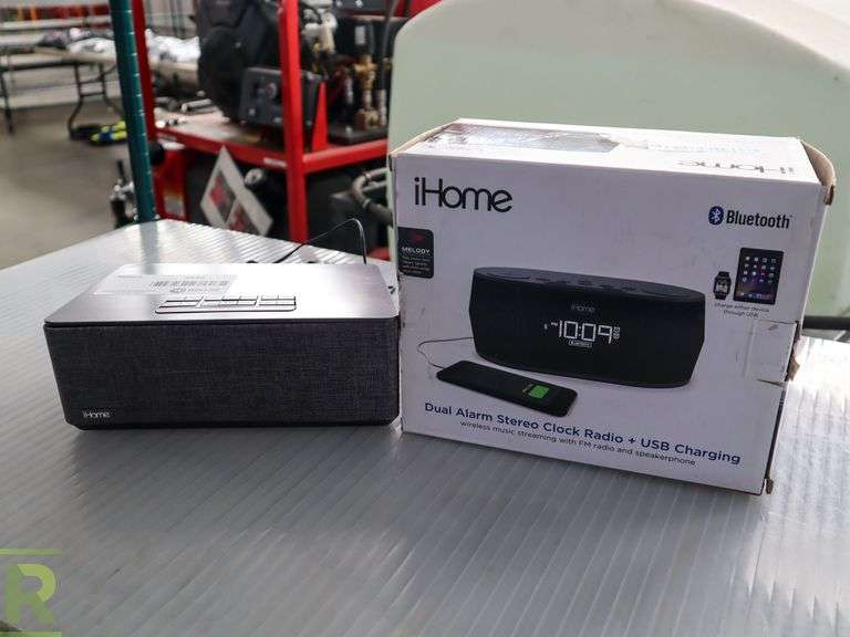 (1) iHome Model iBT233V2 Black Used, (1) iHome Dual Alarm Stereo Clock