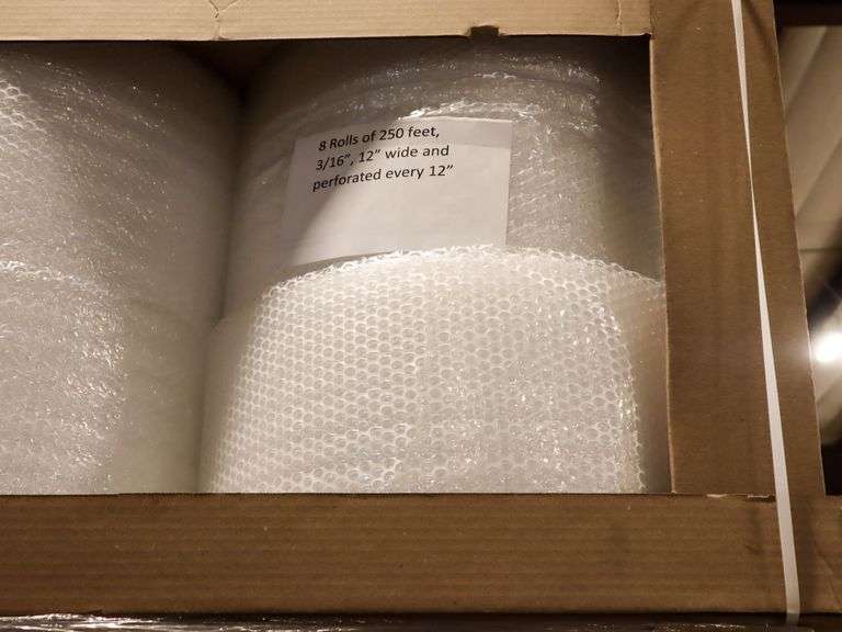 (32) New Rolls Of Bubble Wrap, Perforated Every 12", 250' Roll, 3/16" x 12" Wide - Roller Auctions
