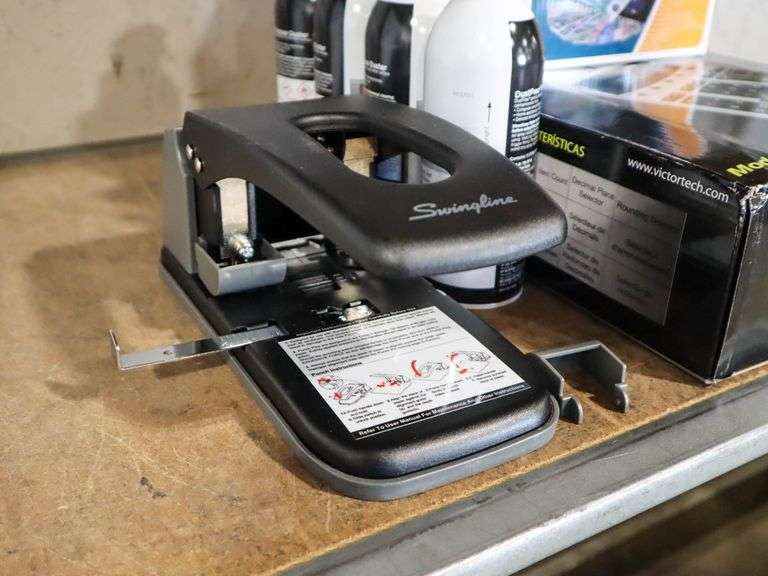 Victor Printing Calculator, Counterfeit Money Detector, 2-Hole Punch And (4) Cans Of Duster - Roller Auctions