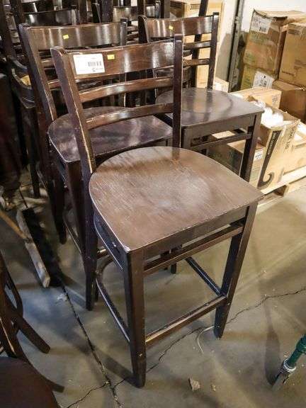 (11) Wood Slat Back Bar Height Chairs - Roller Auctions