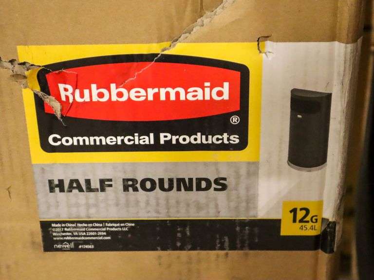 Rubbermaid 12 Gallon Half Round Trash Can - Roller Auctions