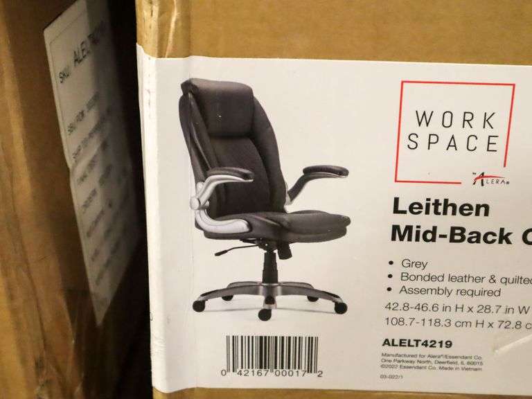(2) Alera ALELT4219 Leithen Mid Back Chairs - Roller Auctions