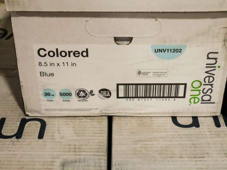 Pallet Of Universal Colored Copy Paper, Blue, 8.5" x 11" - Roller Auctions