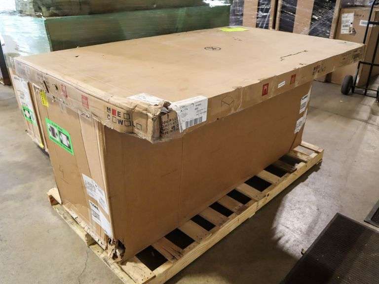 Lorell Bowfront Desk And Double Pedestal Credenza, Grey Elm, 69370 - Roller Auctions