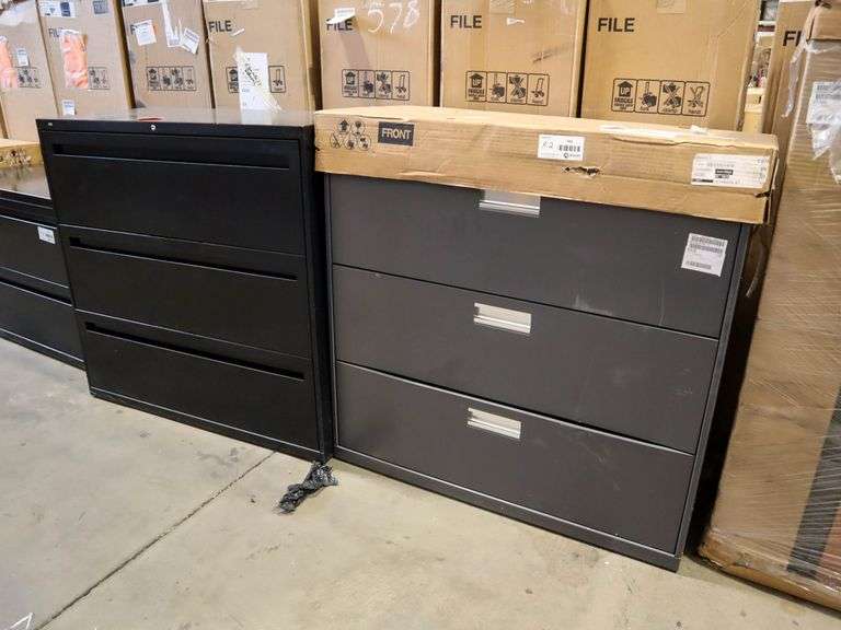 HON 693LS And HON 3-Drawer Lateral File Cabinets (One Damaged) - Roller Auctions