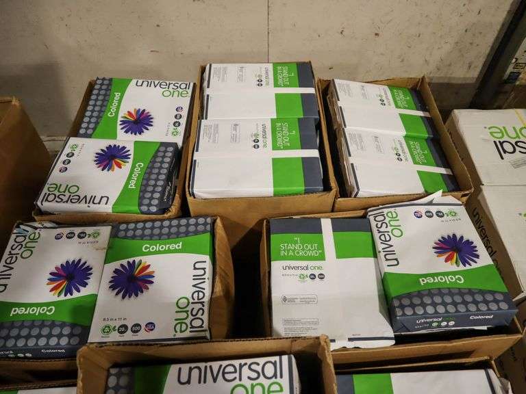 Pallet Of Universal Colored Copy Paper, Blue, 8.5" x 11" - Roller Auctions