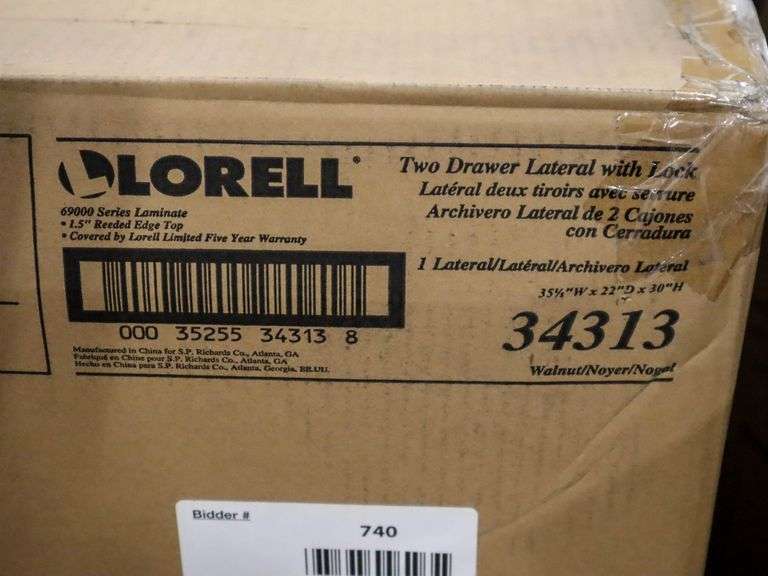 Lorell 2-Drawer Lateral With Lock, Walnut, 34313 - Roller Auctions