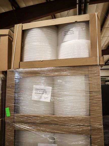 (16) New Rolls Of Bubble Wrap, Perforated Every 12", 250' Roll, 3/16" x 12" Wide - Roller Auctions