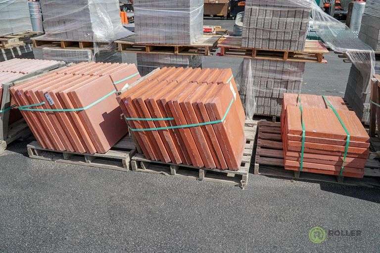 (3) Pallets of Roof Ballast Pavers, Red Roller Auctions
