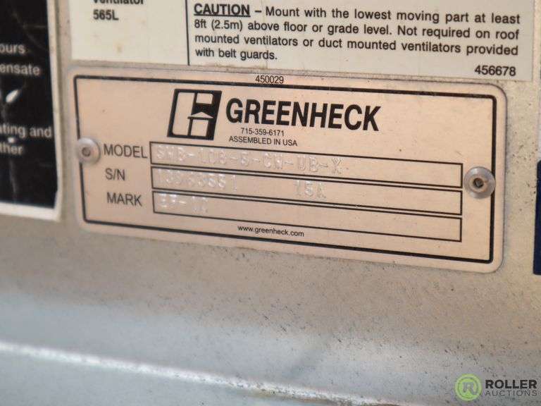 (2) Greenheck SWB108SCWUBX Exhaust Fans, 15 AMP Roller Auctions