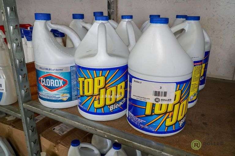 (6) 1Gallon Bottles of Top Job Bleach and (3) 1Gallon Bottles of Clorox Bleach Roller Auction
